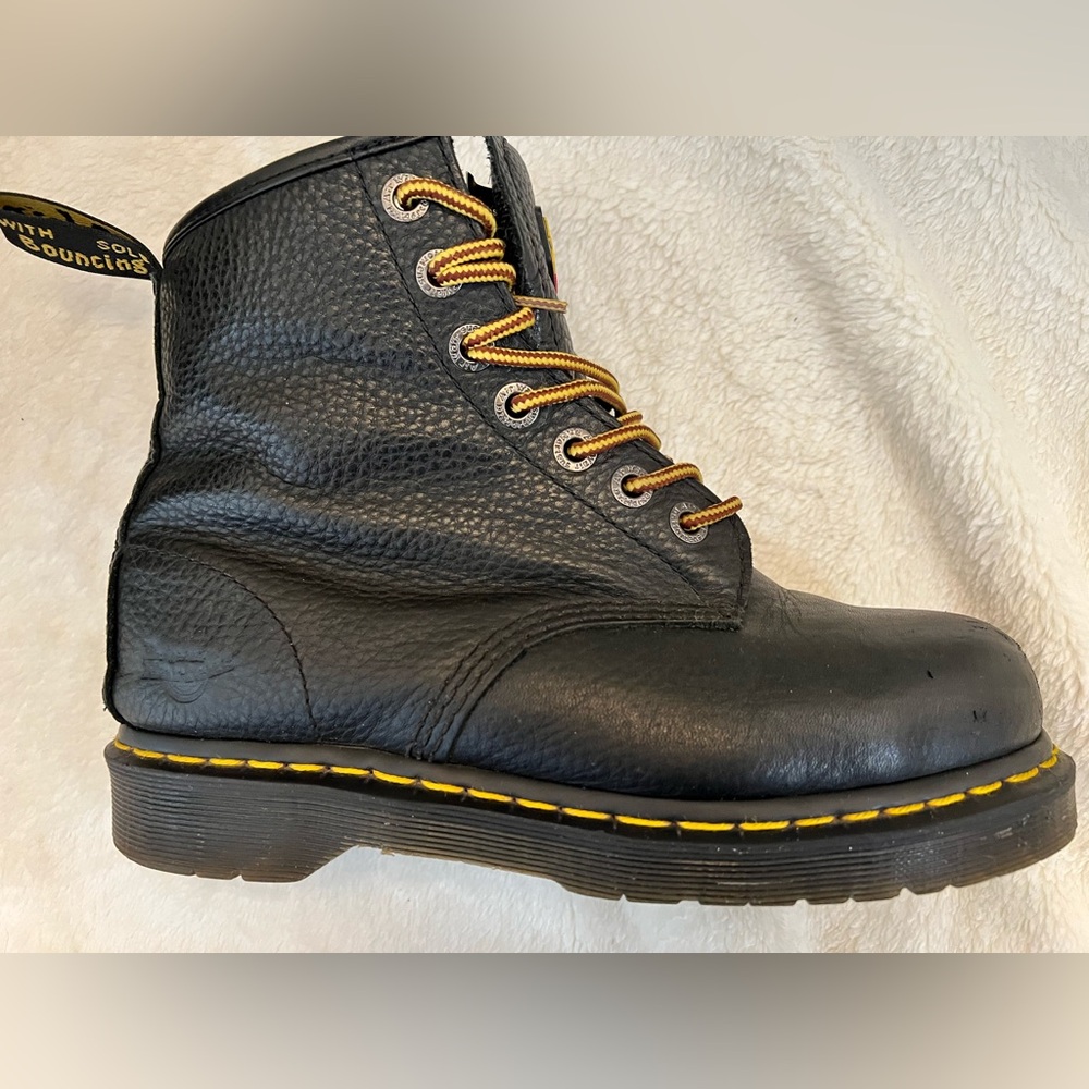 Dr. Martens Industrial Steel Toe Boots - Black Leather - Men 7 / Women 8 - Picture 11 of 15
